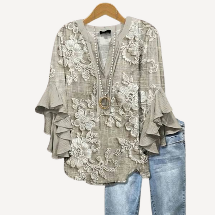 Norevana | Marta™ - Blusa Vintage con Estampado de Flores