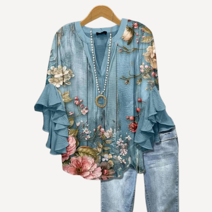 Norevana | Marta™ - Blusa Vintage con Estampado de Flores