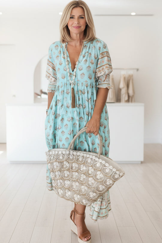 KIARA - PRINTED HALF-SLEEVE DRESS