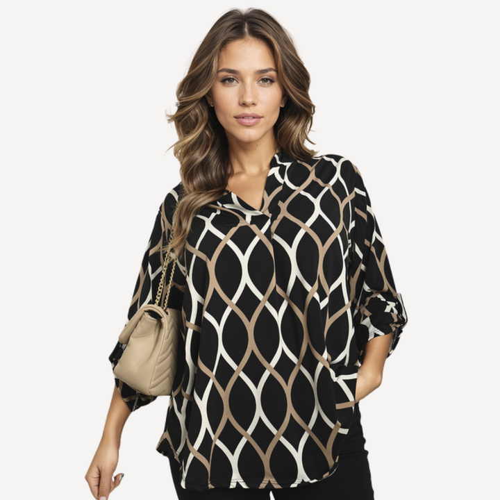 Norevana | Blusa Casual con Mangas Largas y Estampado Elegante