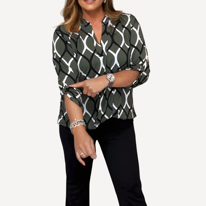 Norevana | Blusa Casual con Mangas Largas y Estampado Elegante