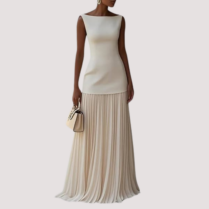 Norevana  | Lucrecia™ - Vestido Largo Plisado sin Mangas