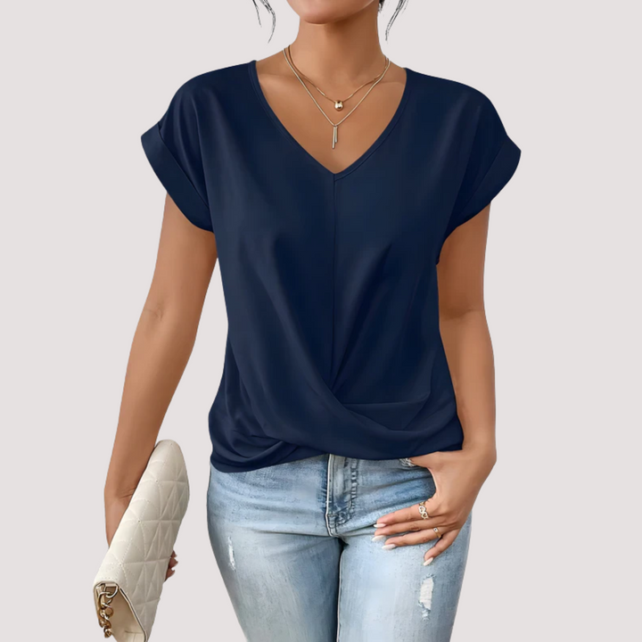 Norevana | Maia™ - Blusa  con Escote en V y Nudo Frontal
