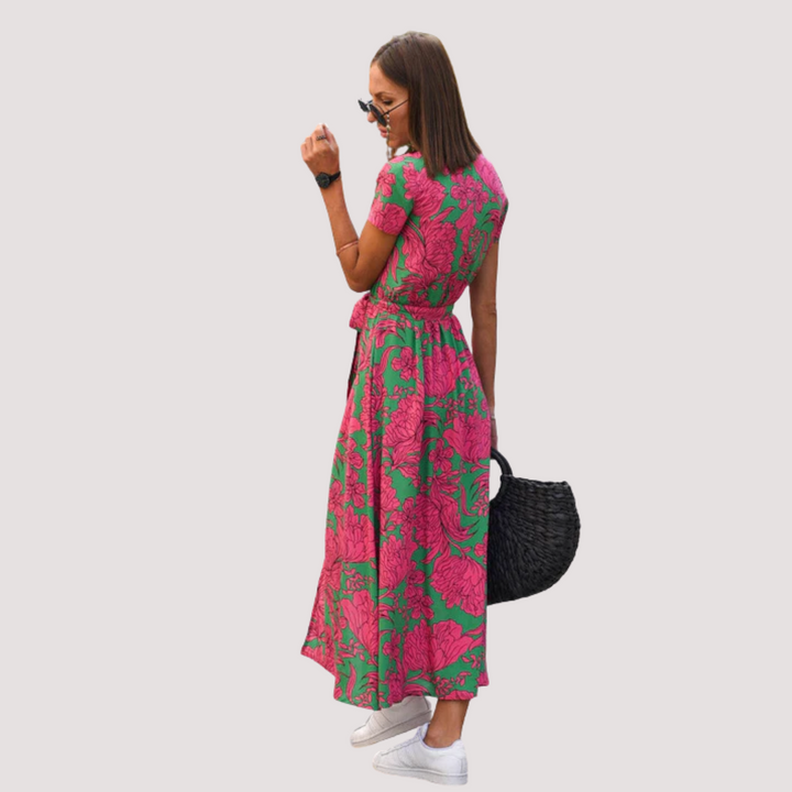 Norevana | Aina™ - Vestido Midi Cruzado Floral