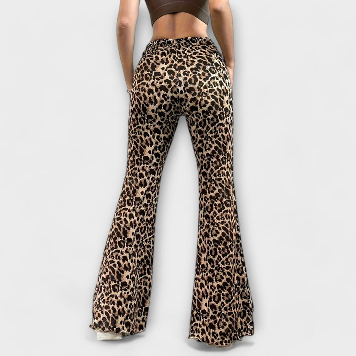 Norevana - Pantalón Bootcut de Leopardo