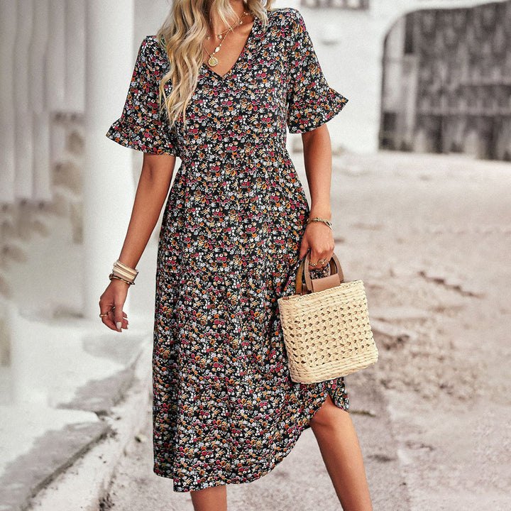 Boho Midi-jurk - Bloemenprint & Losse Pasvorm Ontwerp