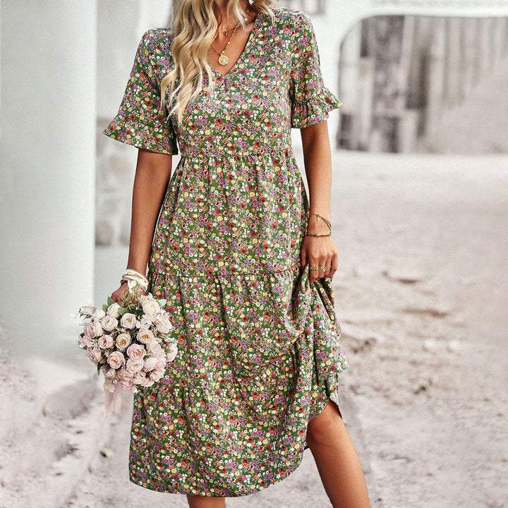 Boho Midi-jurk - Bloemenprint & Losse Pasvorm Ontwerp