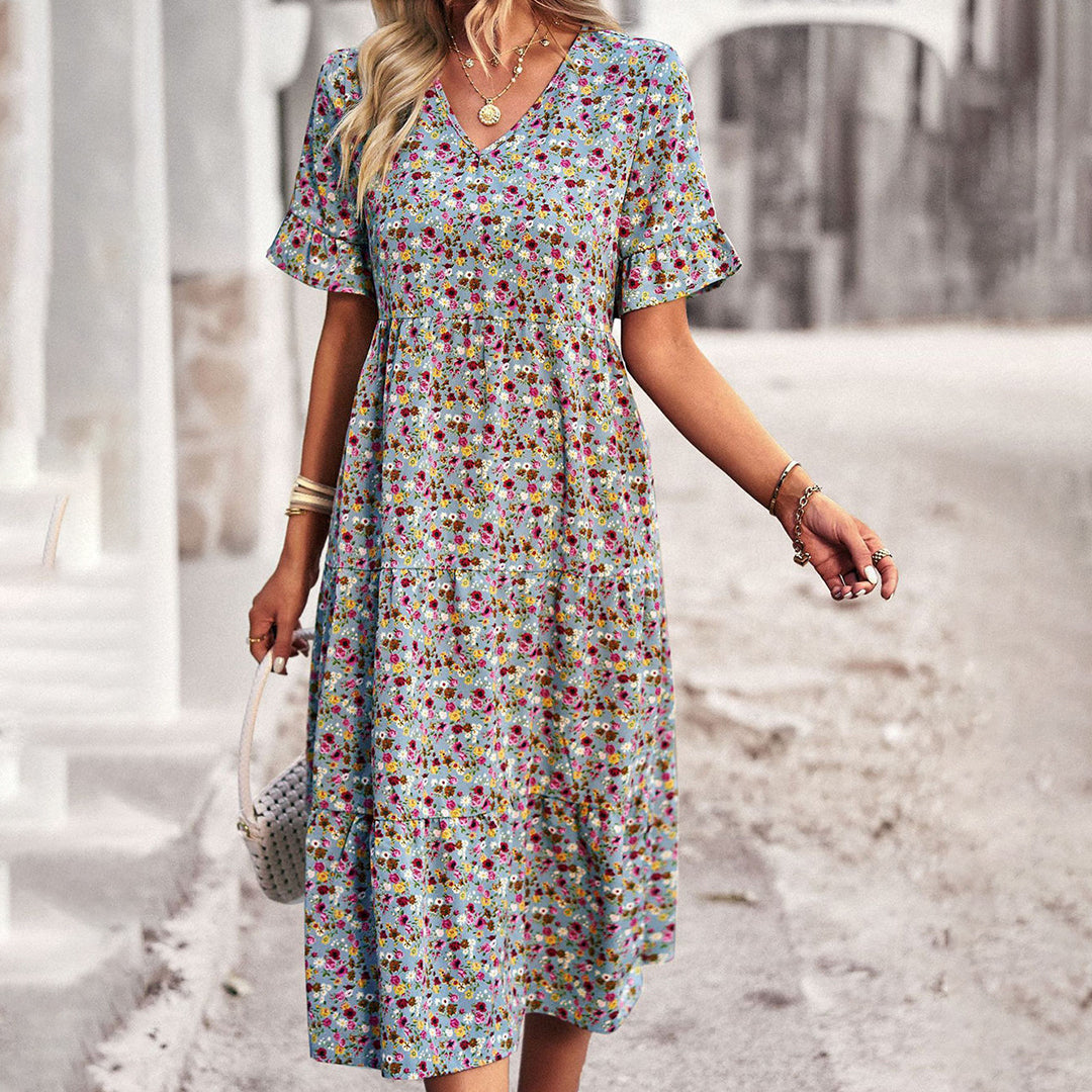 Boho Midi-jurk - Bloemenprint & Losse Pasvorm Ontwerp