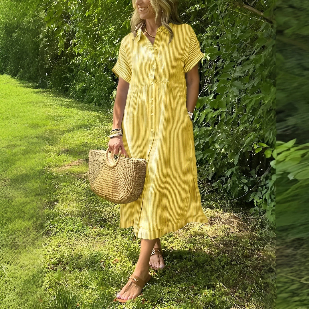 Marielle – Relaxed Striped Shirt Dress with Side Pockets