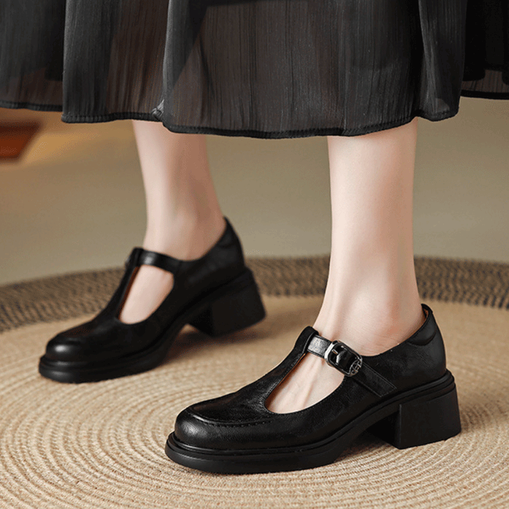 Clara – Low Heel T-Bar Loafers
