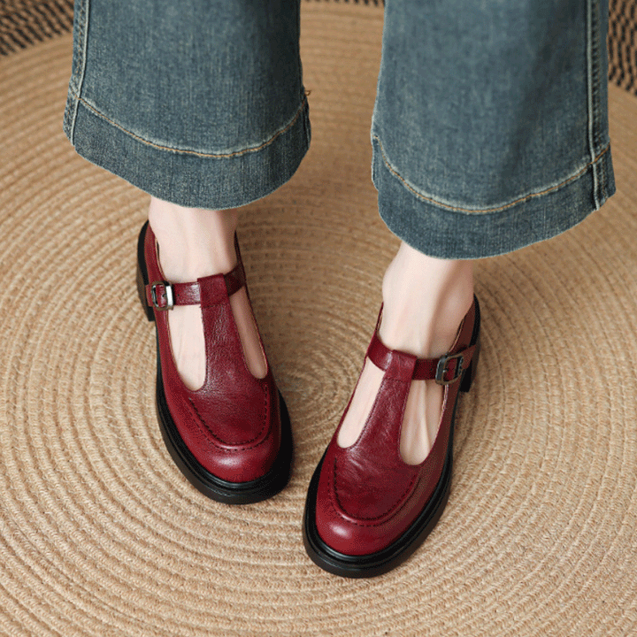 Clara – Low Heel T-Bar Loafers