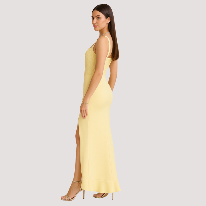 Norevana  | Penélope™ - Vestido corset de satén con volantes