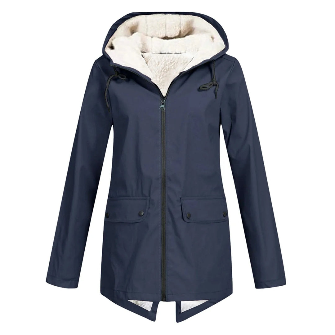 Chaqueta impermeable para mujer con capucha y forro polar