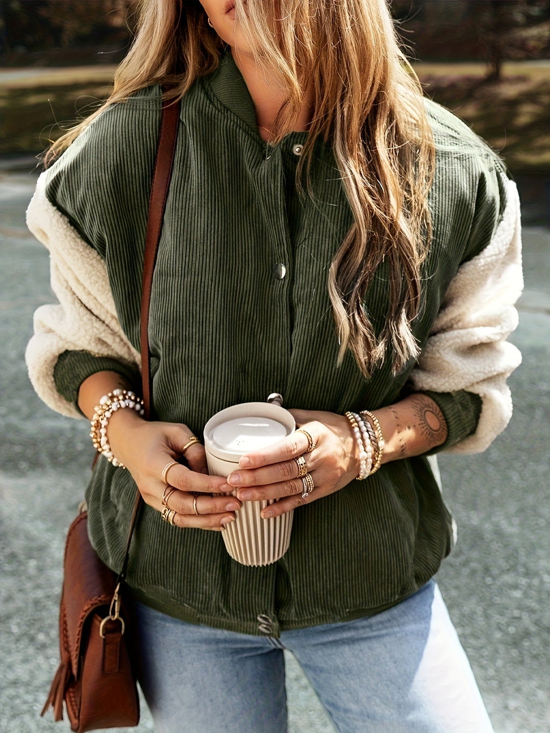 Briela™ Chaqueta Elegante de Otoño con Cuello Beisbolero y Bloques de Color